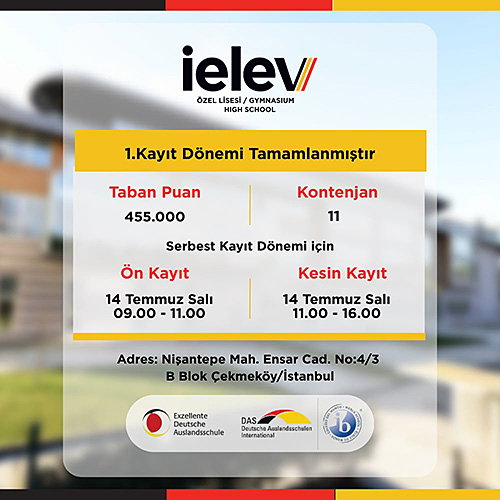 İELEV Özel Lisesi 1. Kayıt Dönemi Tamamlanmıştır